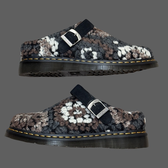 Dr. Martens Isham Crochet Wool Suede Mules in Black NWOB USM10 - Picture 2 of 9